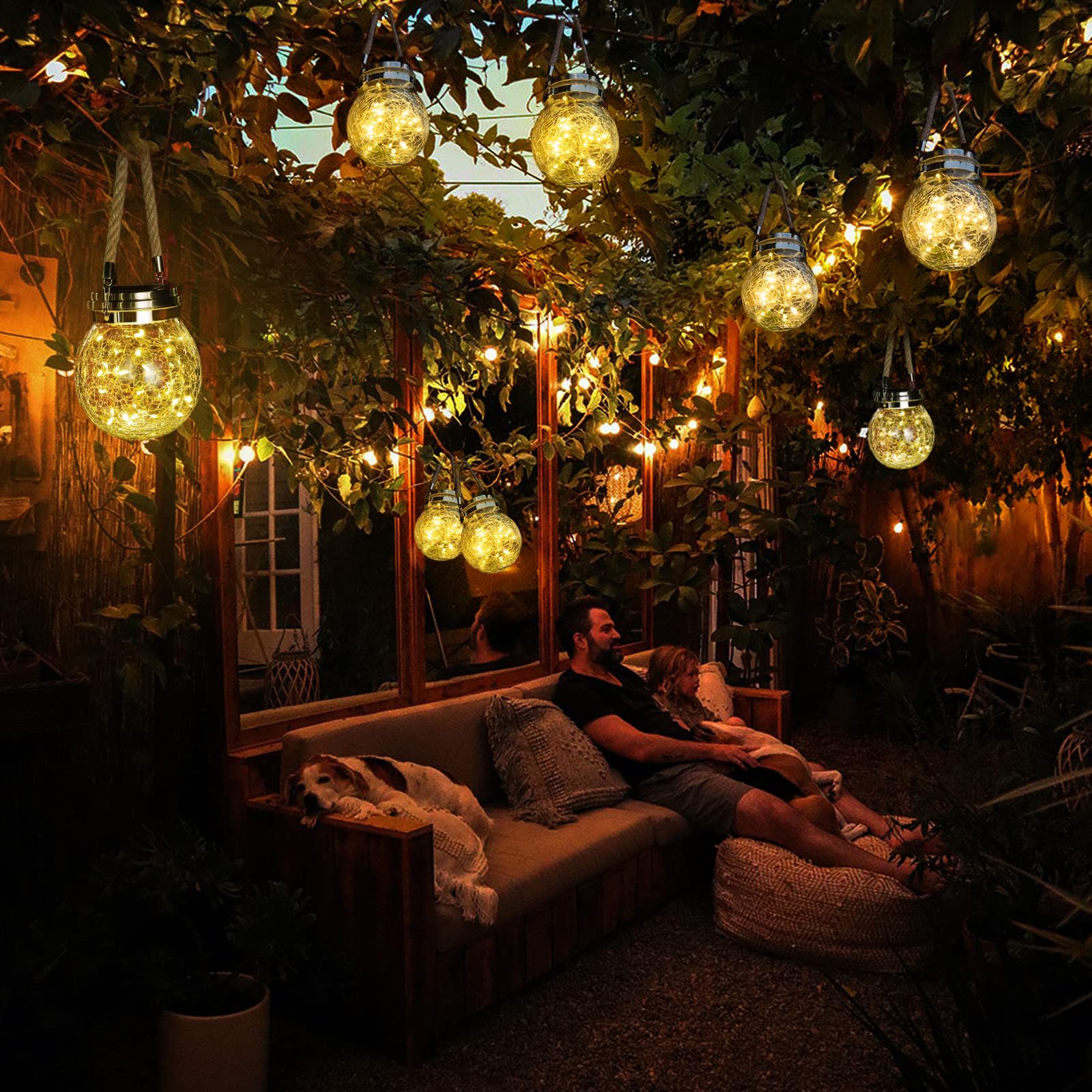 Solar Lantern, 2 Pack Lanterns with 30 LED Waterproof Garden Decor