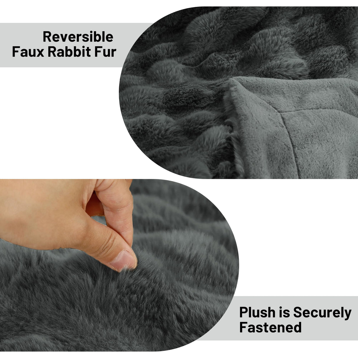 Soft Throw Blanket, 10lb Dark Grey Ultra Warm Fuzzy Blankets Furry Reversible Faux