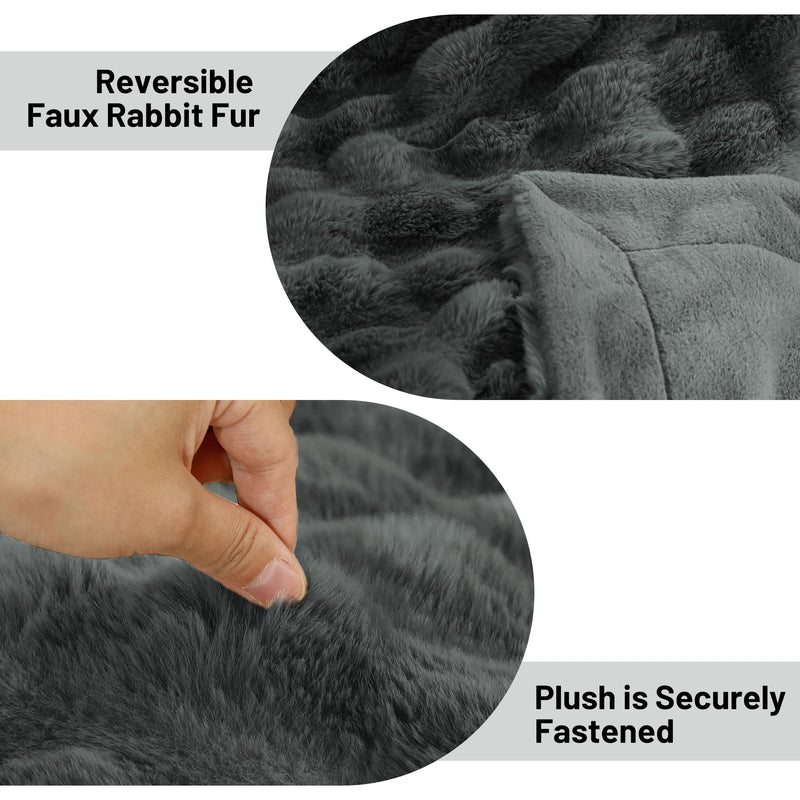 9lb Dark Grey Ultra Warm Fuzzy Blankets Furry Reversible Faux Rabbit Fur Comfy Throws