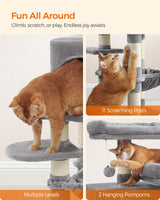 Cat Tree, 44.1-Inch Cat Tower for Indoor Cats, Multi-Level Cat Condo