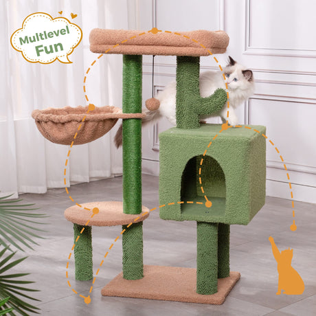 Cactus Cat Tree 34 Inches Cute Cat Tower with Padded