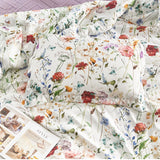 Floral Comforter Set, Twin Size Comforter Set with Flowers Leaves Pattern On White