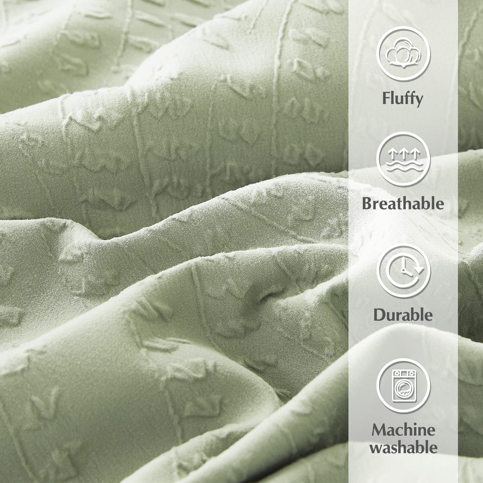 Bed in a Bag Sage Green 7-Pieces, Botanical Pattern, All Season