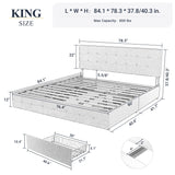 Upholstered King Size Platform Bed Frame