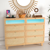 Dresser for Bedroom with 8 Drawers, Double Dresser with LED Lights