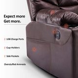 Electric Power Lift Recliner Chair Sofa with Massage and Heat for Elderly, 3 Positions, 2 Side Pockets, and Cup Holders