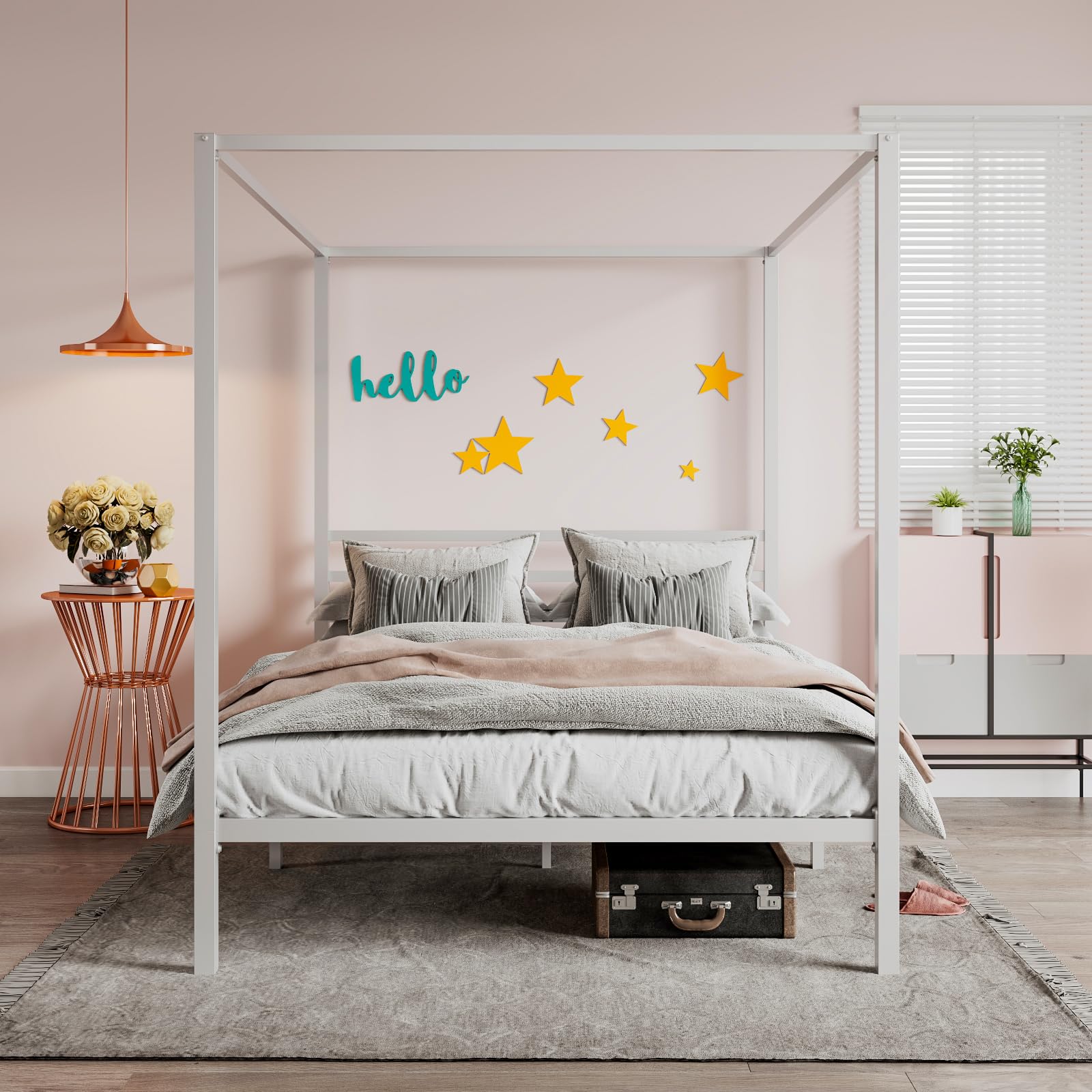 Metal Canopy Bed Frame Full Size/Mattress Foundation