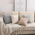 Neutral Pillow Covers 18x18in Set of 4,Solid Color Pillows Soft Decorative Square Couch