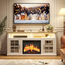 Fireplace TV Stand with Power Outlet and LED Light