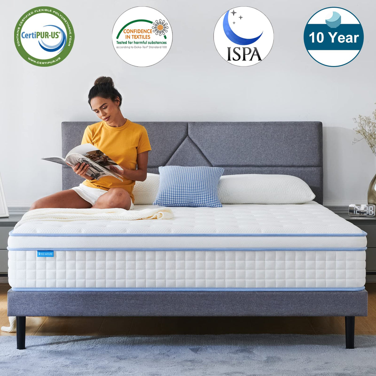 12 Inch Queen Size Hybrid Mattress Individual Pocket