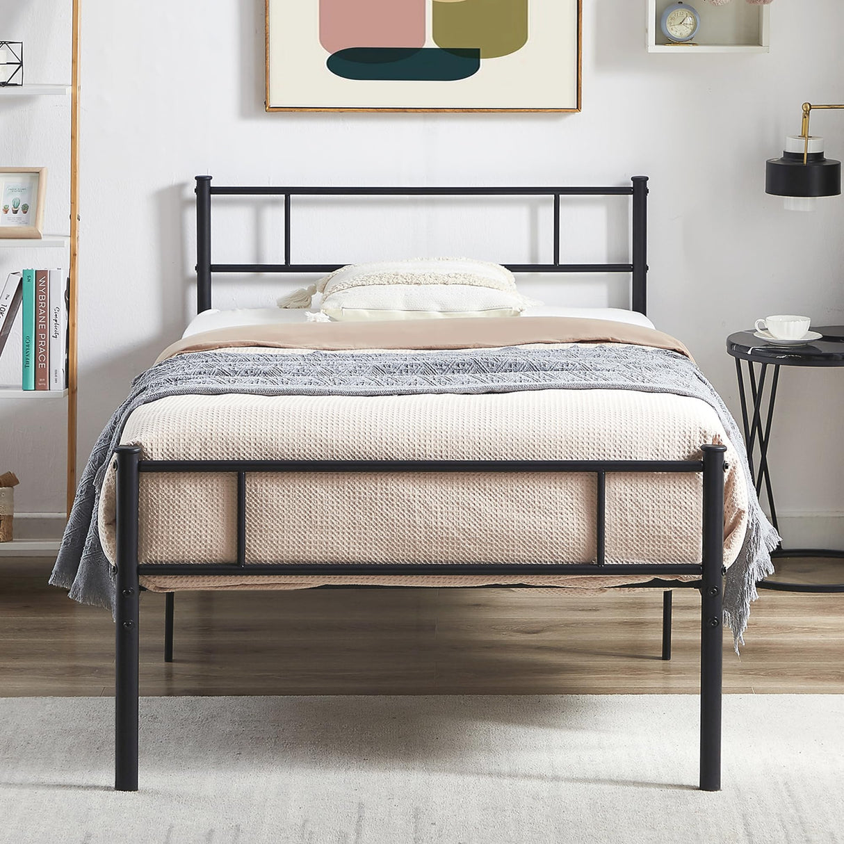 Twin Platform Bed Frame with Headboard and Footboard, 12'' Under-Bed Storage