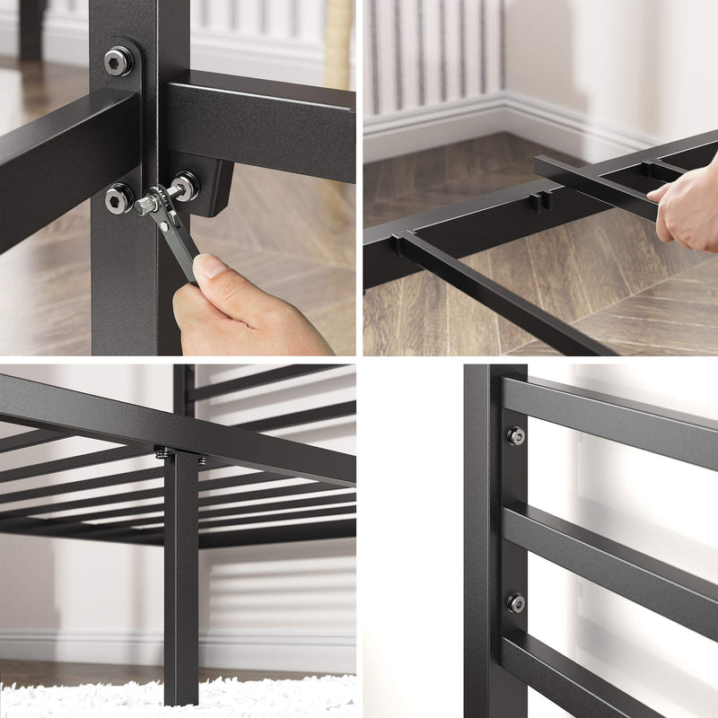 Patricia Black Metal Canopy Platform Bed Frame, Mattress Foundation with Steel Slat