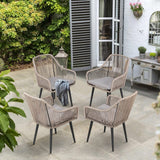 Patio Rattan Chairs Set of 4, Outdoor Dining Chairs with Armrest