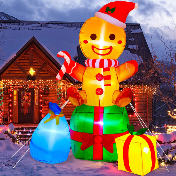Christmas Inflatables Outdoor Decorations Gingerbread Man, 6ft Inflatable Christmas Yard