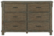 Shamryn Modern Rustic 6 Drawer Dresser, Dark Brown