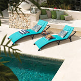 Lounge Chairs for Outside 3 Pieces Patio Adjustable Chaise Lounge