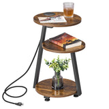 Round End Table with Charging Station