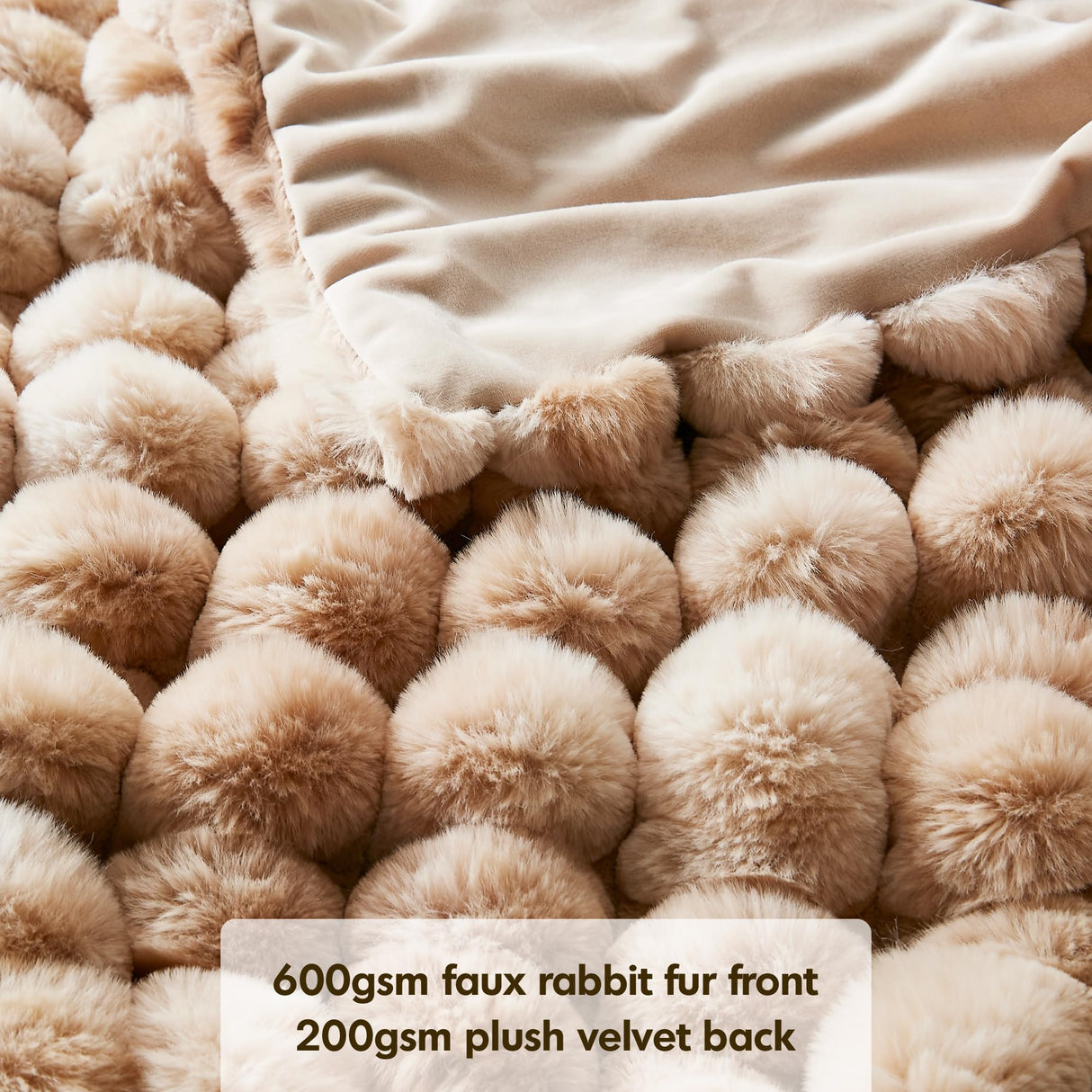 Soft Faux Rabbit Fur Throw Blanket, Cute Plush Fuzzy Blanket for Sofa Couch