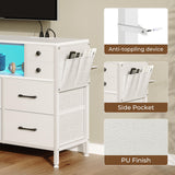 Dresser with Power Outlets and LED Lights, 10 Drawers Dresser with Side Pocket