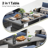 Outdoor Patio Furniture Set 6 Piece Wicker Conversation Set with Lift Coffee Table