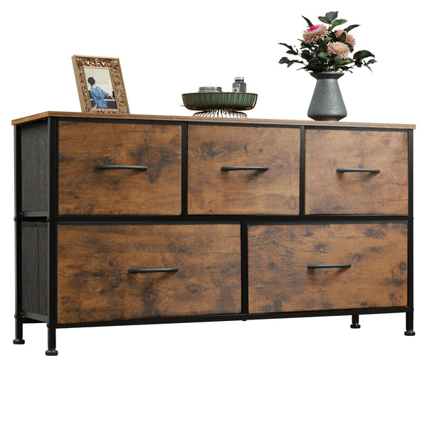 Dresser for Bedroom with 5 Drawers, Wide Chest of Drawers, Fabric Dresser