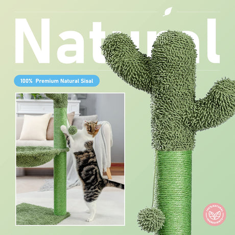 Cactus Cat Tree, 33 Inchs Cat Tower with Large Soft