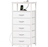 5 Drawers Dresser with Charging Station, Dresser for Bedroom, Tall Night Stand