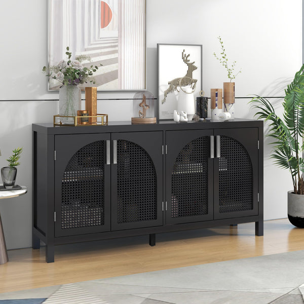 Modern Large Storage Space Kitchen Buffet Sideboard with Rattan Door
