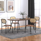 Faux Leather Dining Chairs Set of 4, Modern Rattan Back Chairs