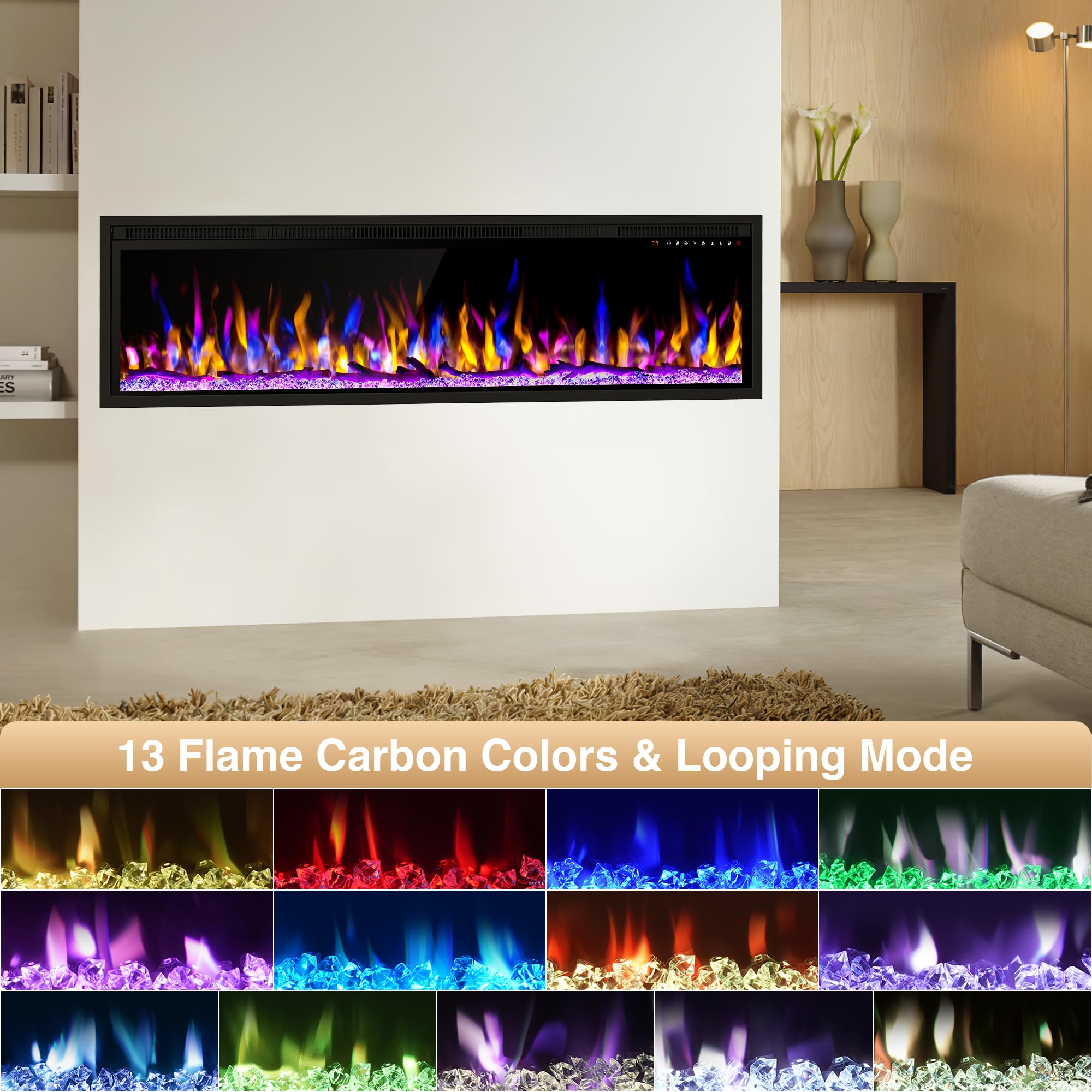 Recessed in-Wall and Wall Mounted Linear Heater Fireplace
