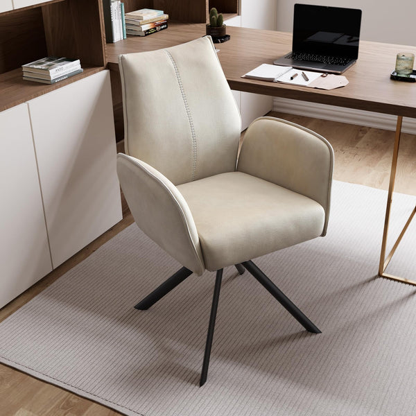 Modern Desk Chair no Wheel, Ergonomic Office Chair Home Office Upholstered Chair