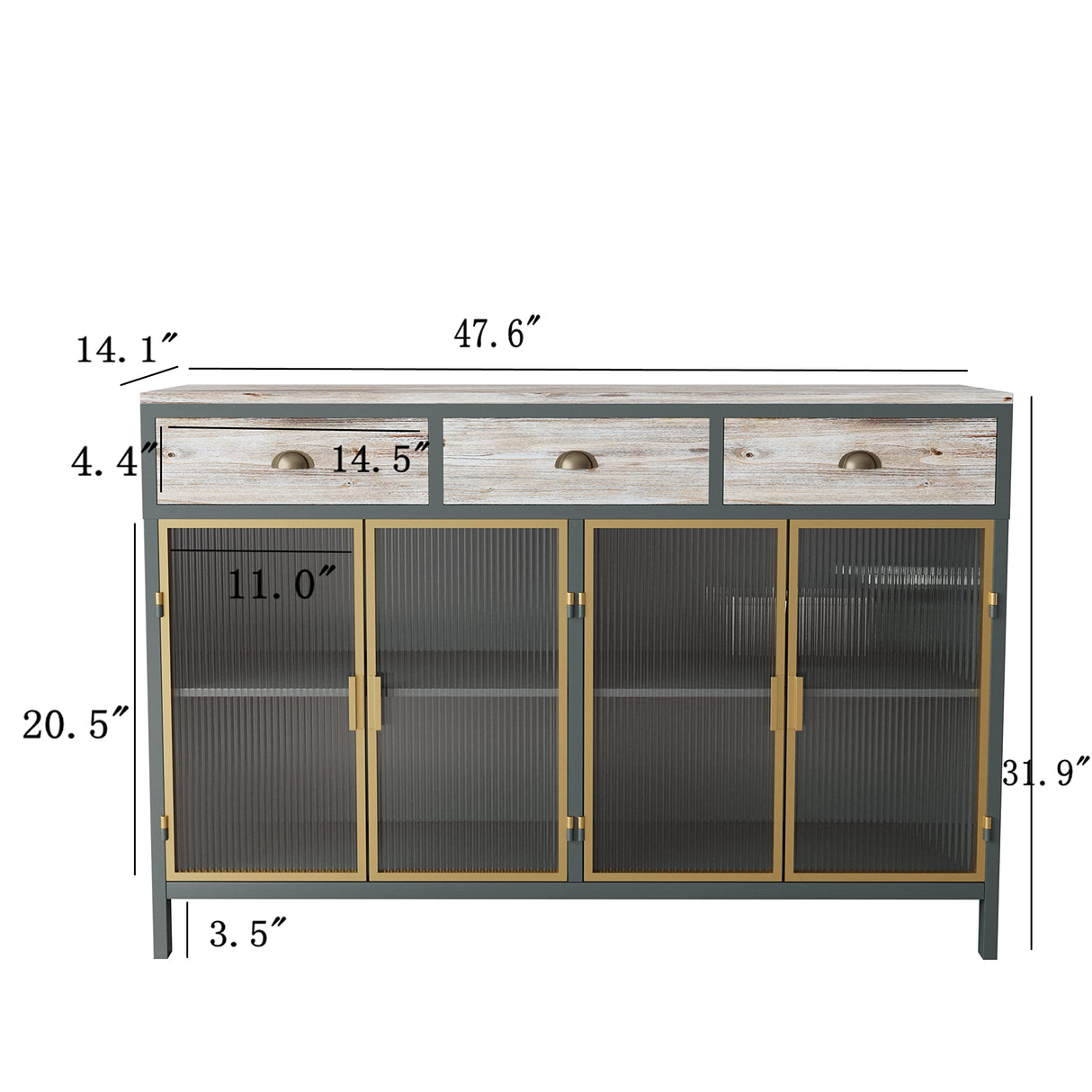 Home Furniture Series Modern Sideboard Storage with 4 Glass Doors