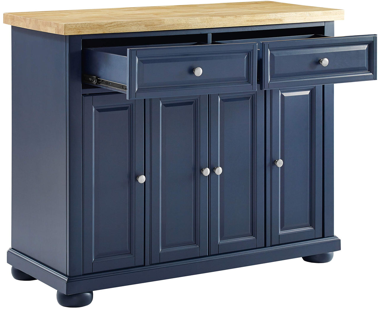 Madison Kitchen Island with Butcher Block Top, Navy