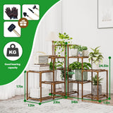 Plant Stand Indoor Outdoor Corner Plant Shelf Wood Plant Stand Rack for Multiple Plants