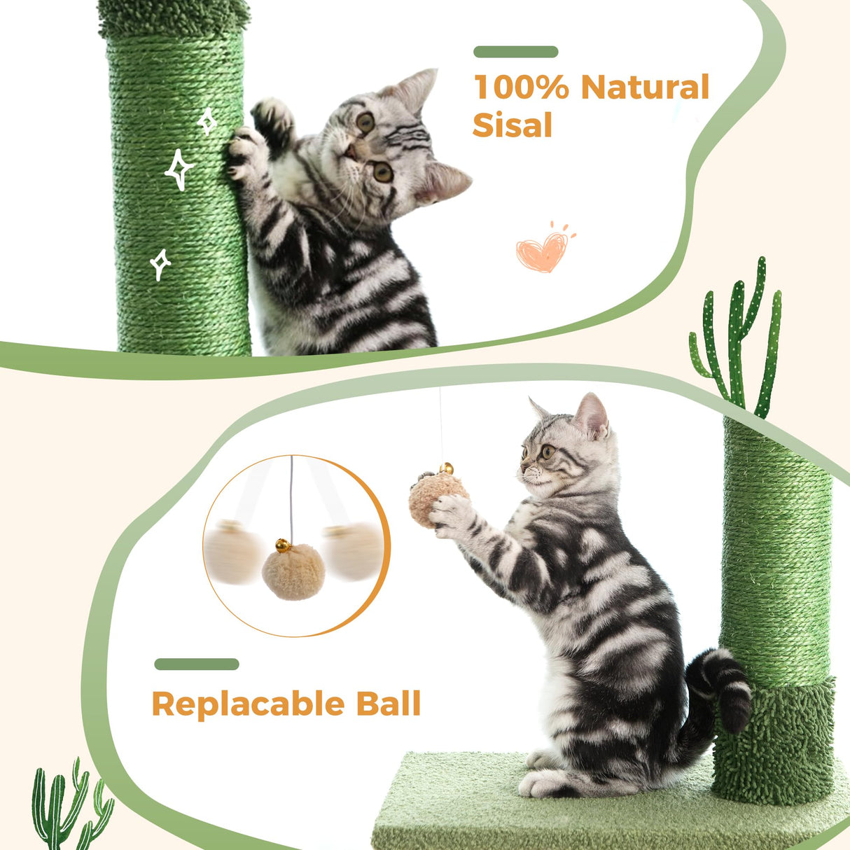 Floor to Ceiling Cat Tree Ajustable Height [82-108 Inches=208-275cm 6 Tiers Tower Fit