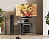 4-Tier Media Stand Audio/Video Component Cabinet with Glass Shelf