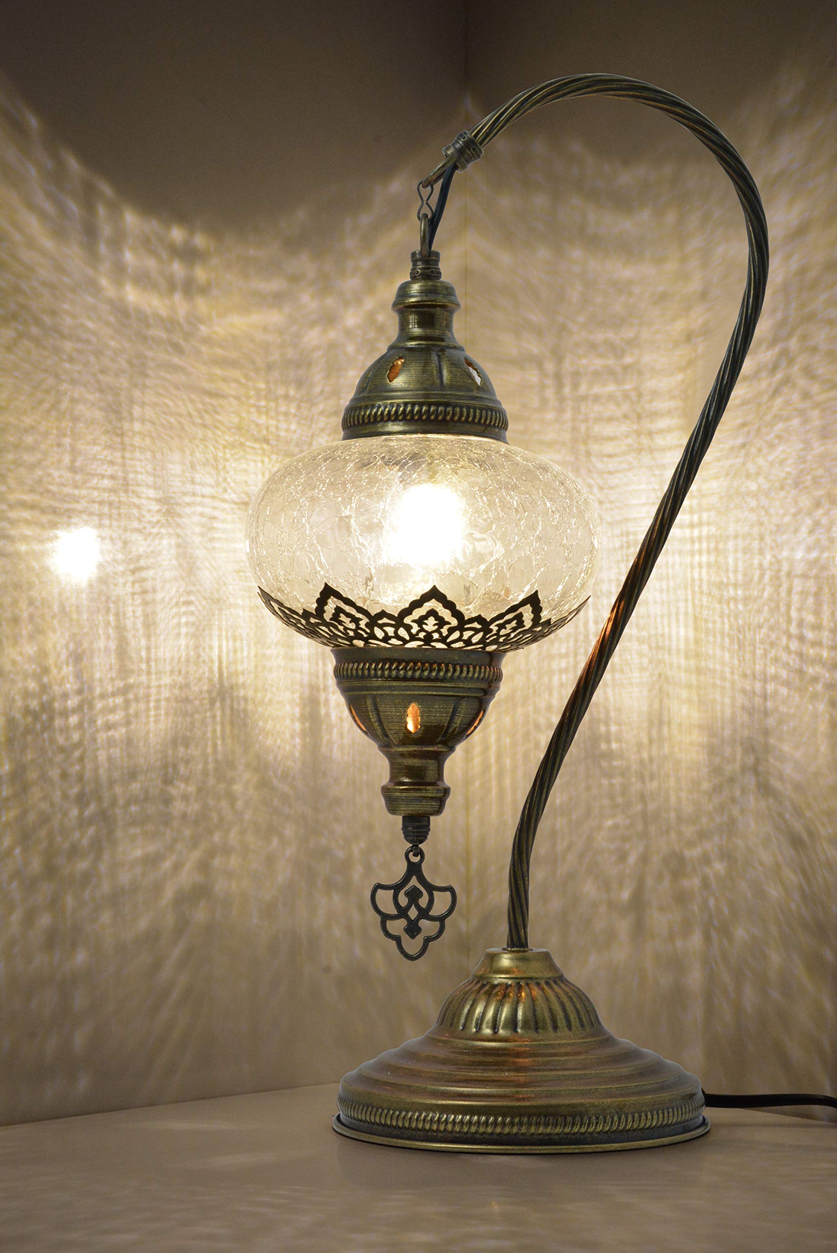 Swan Neck Mosaic Table Lamp, Moroccan Decorative Glass