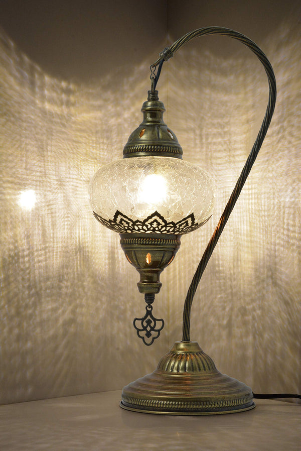Turkish Lamp, Swan Neck Mosaic Table Lamp, Moroccan Decorative Glass