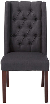 Blythe Tufted Fabric Dining Chairs, 2-Pcs Set, Dark Charcoal / Brown