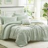 Sage Green Comforter Set Full Size 8 Piece, Farmhouse Floral Embroidery Bedding Set Full