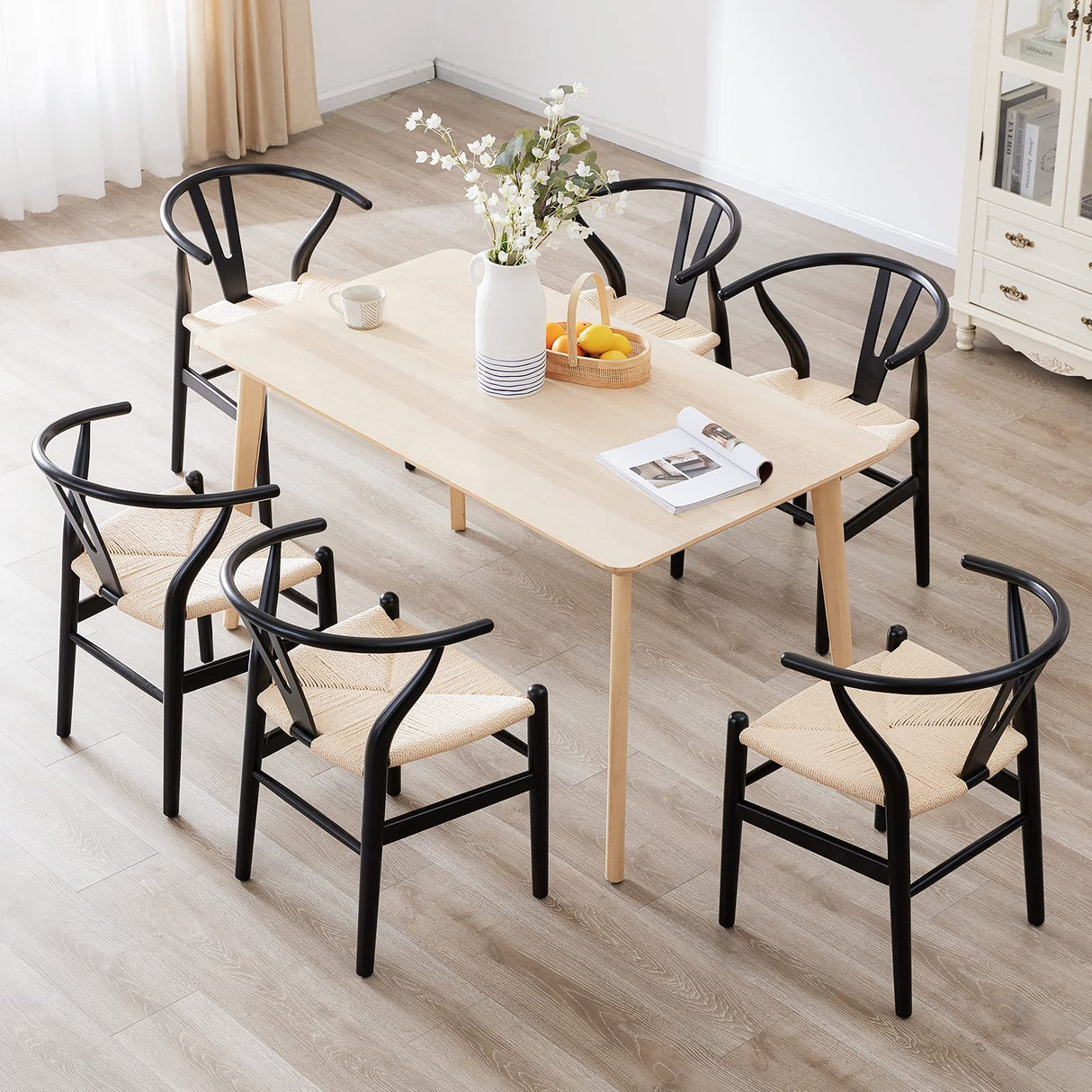 Wishbone Chairs for Dining Room Solid Wood Rattan Chair