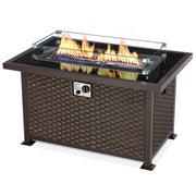 44in  Gas Fire Pit  50,000 BTU Auto-Ignition Gas with Glass Wind Guard