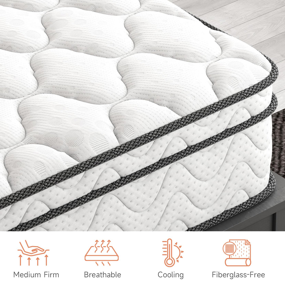 Queen Mattress, 10 Inch Hybrid Mattress with Memory Foam