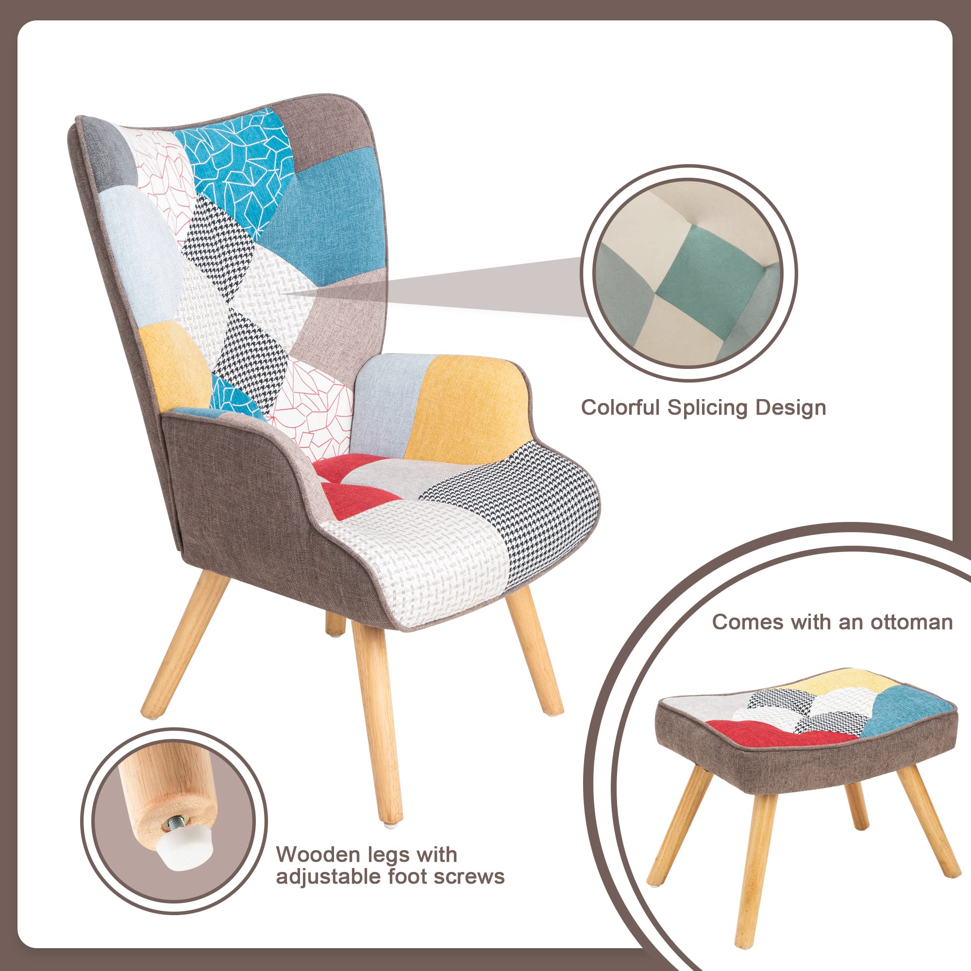 Accent Chair with Ottoman Living Room Chair and Ottoman Set