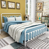 Queen Bed Frame with Headboard and Footboard Metal Bed Frame Vintage Sturdy Mattress Foundation