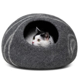 Premium Felt Cat Bed Cave - Handmade 100% Merino Wool Bed for Cats and Kittens