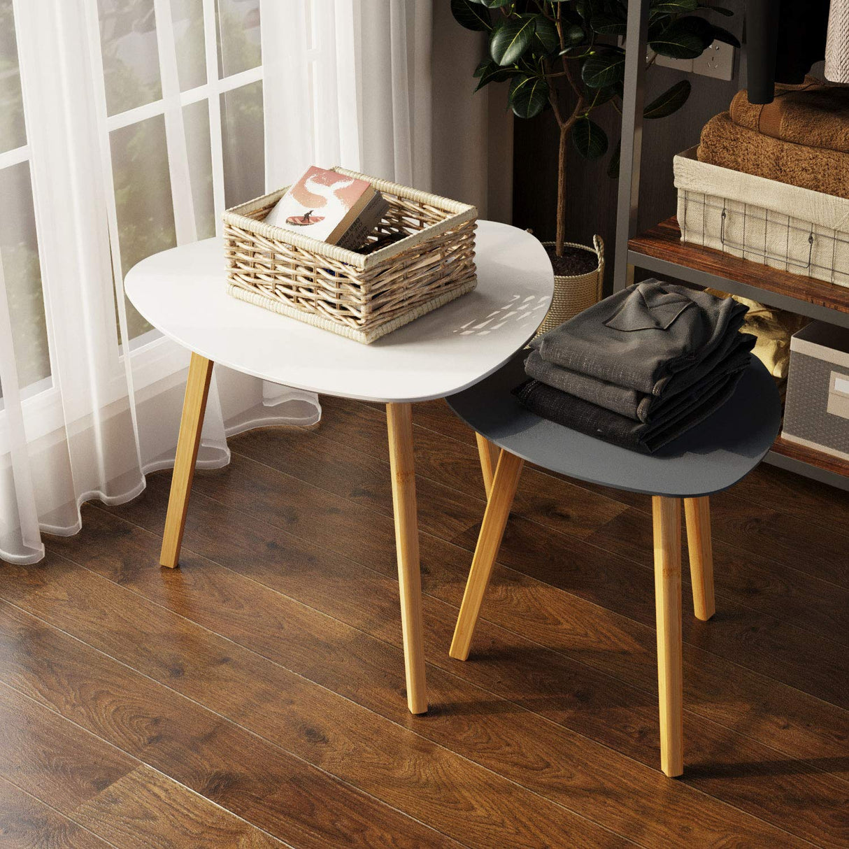 Bamboo Nesting Triangle End Table