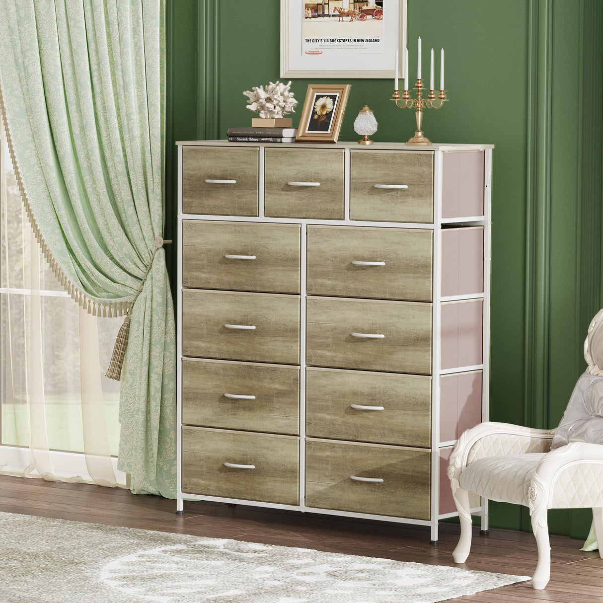 11-Drawer Dresser, Fabric Storage Tower for Bedroom, Hallway, Closets, Tall Chest