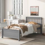 Twin Size Platform Bed with a Nightstand, Wooden Twin Bed Frame with Headboard