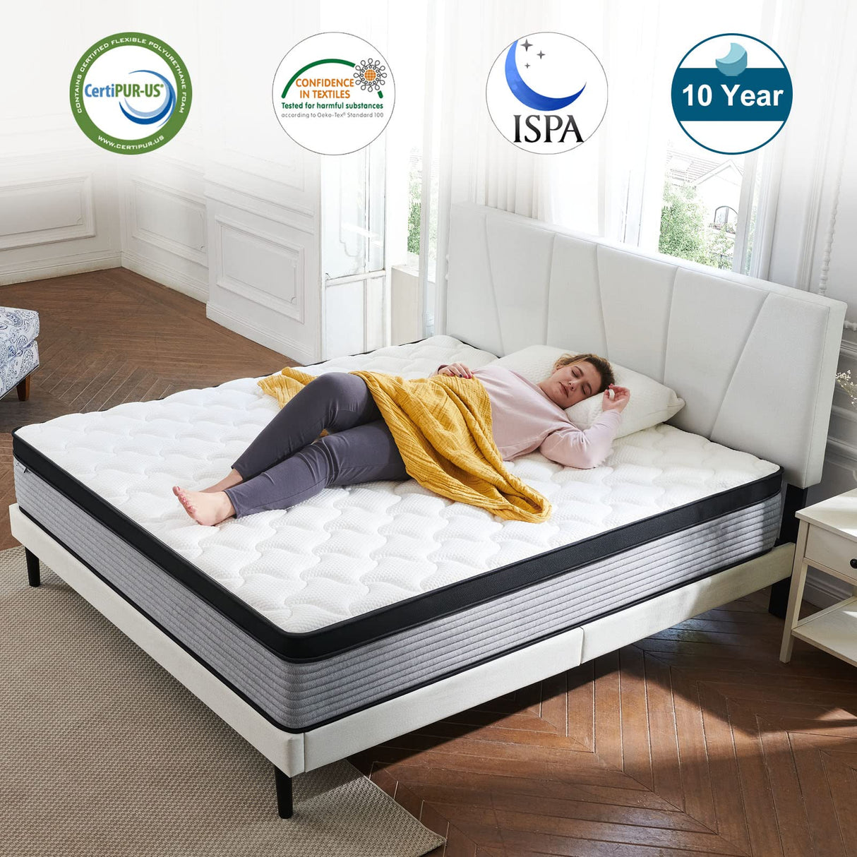 Queen Mattress, 14 Inch Hybrid Memory Foam Mattress